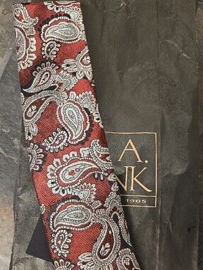 Jos. A. Bank Burgundy Paisley Silk Tie with Silver Pattern